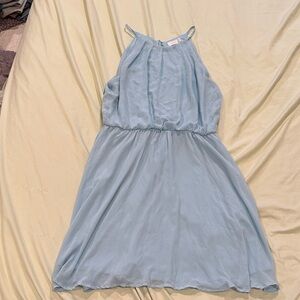 Lush Light Blue Spaghetti Strap Chiffon Dress